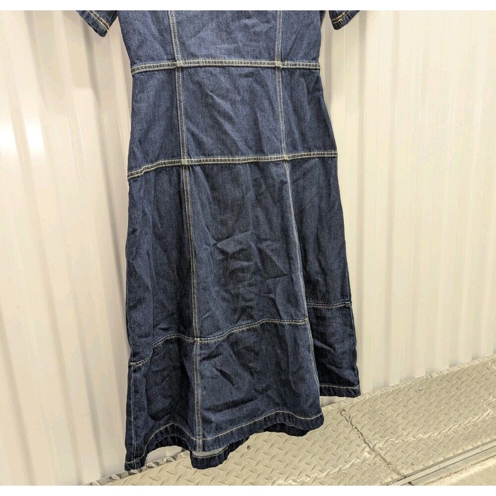 Y2K Western Cowgirl Denim Midi Dress Boho Cottagecore Button Front NWT Small - Picture 9 of 12